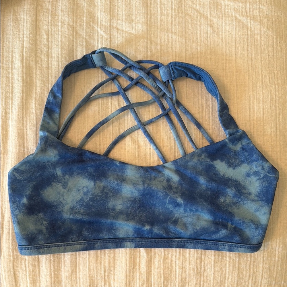 lululemon athletica Blue Tie-Dye Strappy Sports Bra